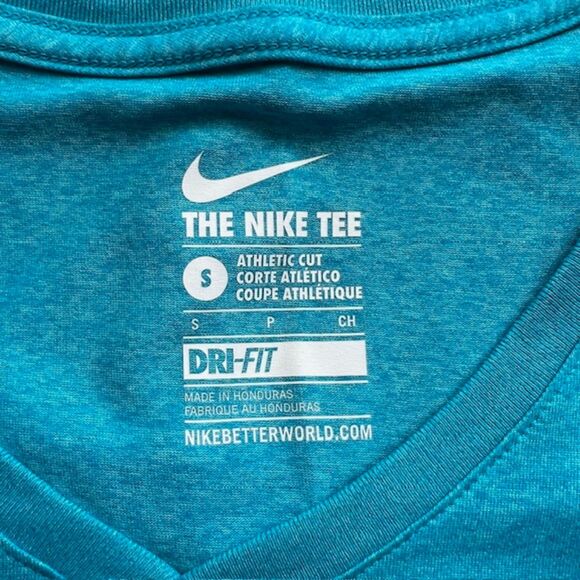 The Nike Tee Athletic Cut Blue Tee Blue Size S V Neck - Picture 2 of 4